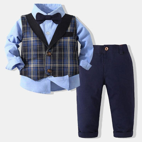 Boys Gentleman Dress Spring And Autumn Long Sleeve Shirt Waistcoat Set